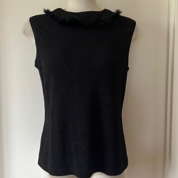 Joseph Ribkoff Blk Fur Trimmed Shell10 EUC - Picture 2 of 8